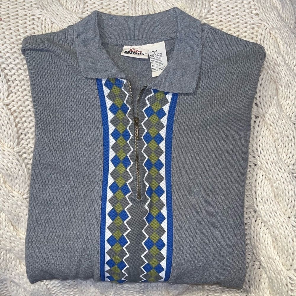 Vintage Retro Blues men's collared shirt